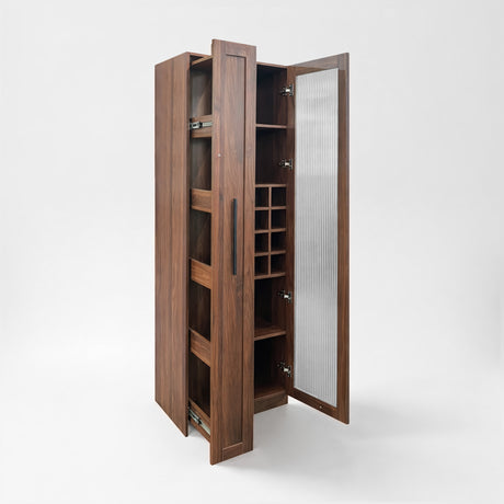 71" Narrow Pantry Cabinet with Pull-Out Storage & Wine Rack wr069