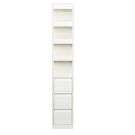 71" Narrow Storage Cabinet w/ 4-Tier Open Shelves & 3 Side Drawers