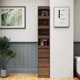 71" Narrow Storage Cabinet w/ 4-Tier Open Shelves & 3 Side Drawers
