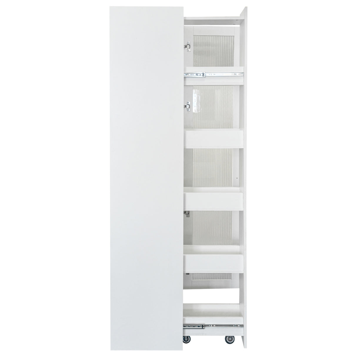 71" Slim Kitchen Pantry Cabinet w/ Clear Door & Pull-Out Shelf | Multifunctional