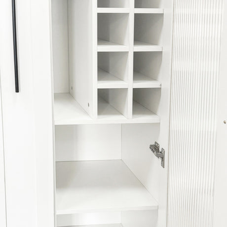 71" Slim Kitchen Pantry Cabinet w/ Clear Door & Pull-Out Shelf | Multifunctional
