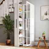 71" Slim Kitchen Pantry Cabinet w/ Clear Door & Pull-Out Shelf | Multifunctional