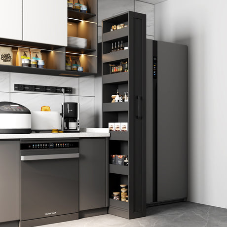71" Slim Rolling Pantry Storage Cabinet for Kitchen, Bathroom, Laundry, Office