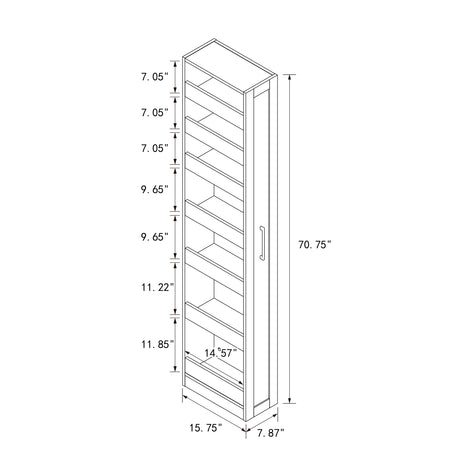 71" Slim Rolling Pantry Storage Cabinet for Kitchen, Bathroom, Laundry, Office