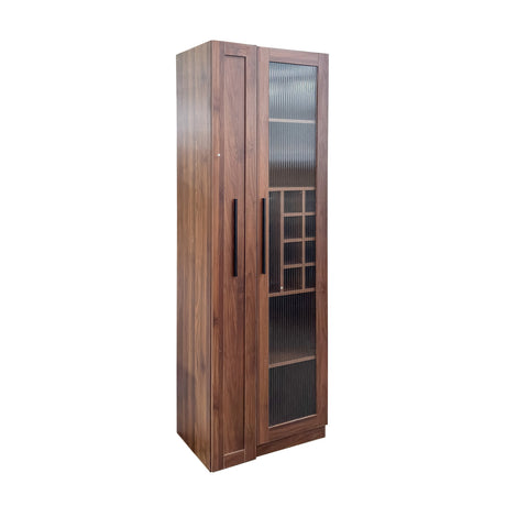 71" Tall Freestanding Kitchen Pantry Cabinet with Pull-Out Shelves & Glass Door