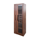 71" Tall Freestanding Kitchen Pantry Cabinet with Pull-Out Shelves & Glass Door
