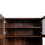 71" Tall Kitchen Pantry Cabinet with Pull Out Shelves and Glass Doors | Multifunctional