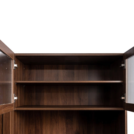 71" Tall Kitchen Pantry Cabinet with Pull Out Shelves and Glass Doors | Multifunctional