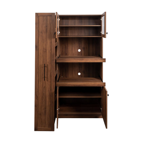 71" Tall Kitchen Pantry Cabinet with Pull Out Shelves and Glass Doors | Multifunctional