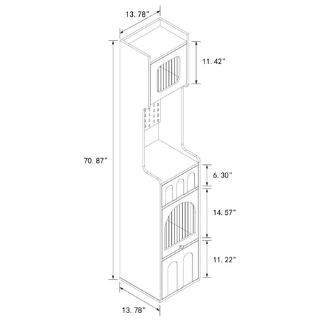 71" Tall Narrow Storage Cabinet with Doors, Pegboard and Drawers