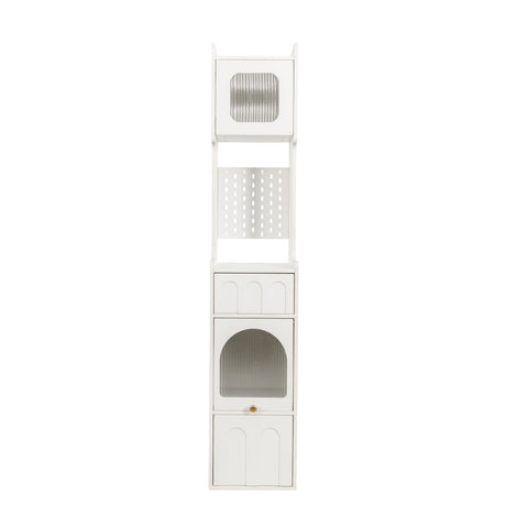 71" Tall Narrow Storage Cabinet with Doors, Pegboard and Drawers