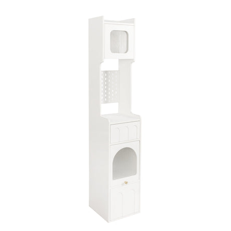 71" Tall Narrow Storage Cabinet with Doors, Pegboard and Drawers