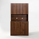 71" Tall Kitchen Pantry Cabinet with Hutch, Microwave Shelf & Storage Drawer
