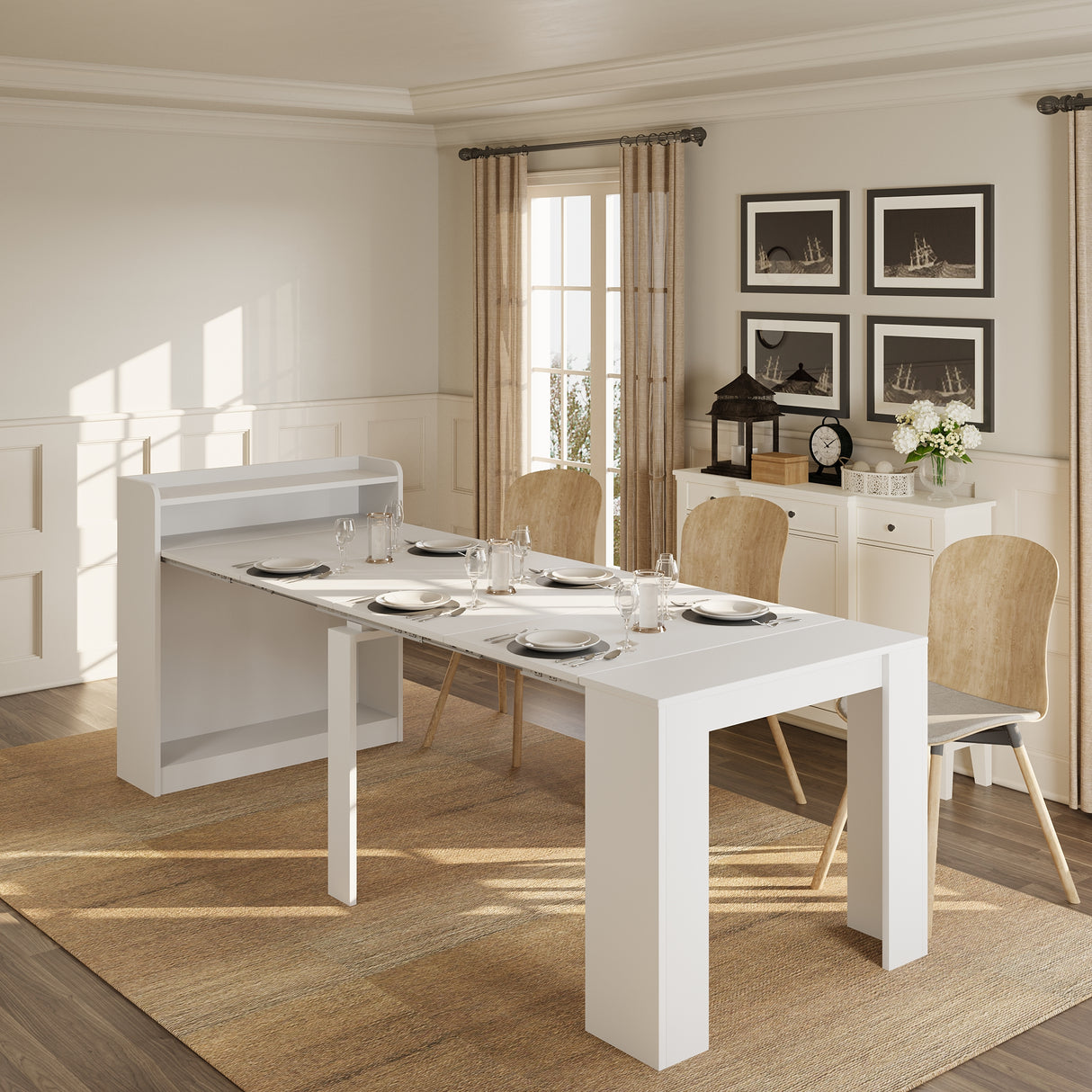 Extendable Dining Table with Hidden Storage for 1-9 People | 21"-98"