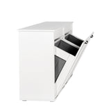Dual Tilt-Out Laundry Hamper Cabinet with 2 Removable Liner Bags, White