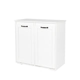 Dual Tilt-Out Laundry Hamper Cabinet with 2 Removable Liner Bags, White