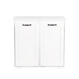 Dual Tilt-Out Laundry Hamper Cabinet with 2 Removable Liner Bags, White