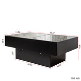 Extendable Coffee Table w/ Sliding Glass Top, Hidden Storage & LED Base, Black