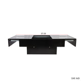 Extendable Coffee Table w/ Sliding Glass Top, Hidden Storage & LED Base, Black