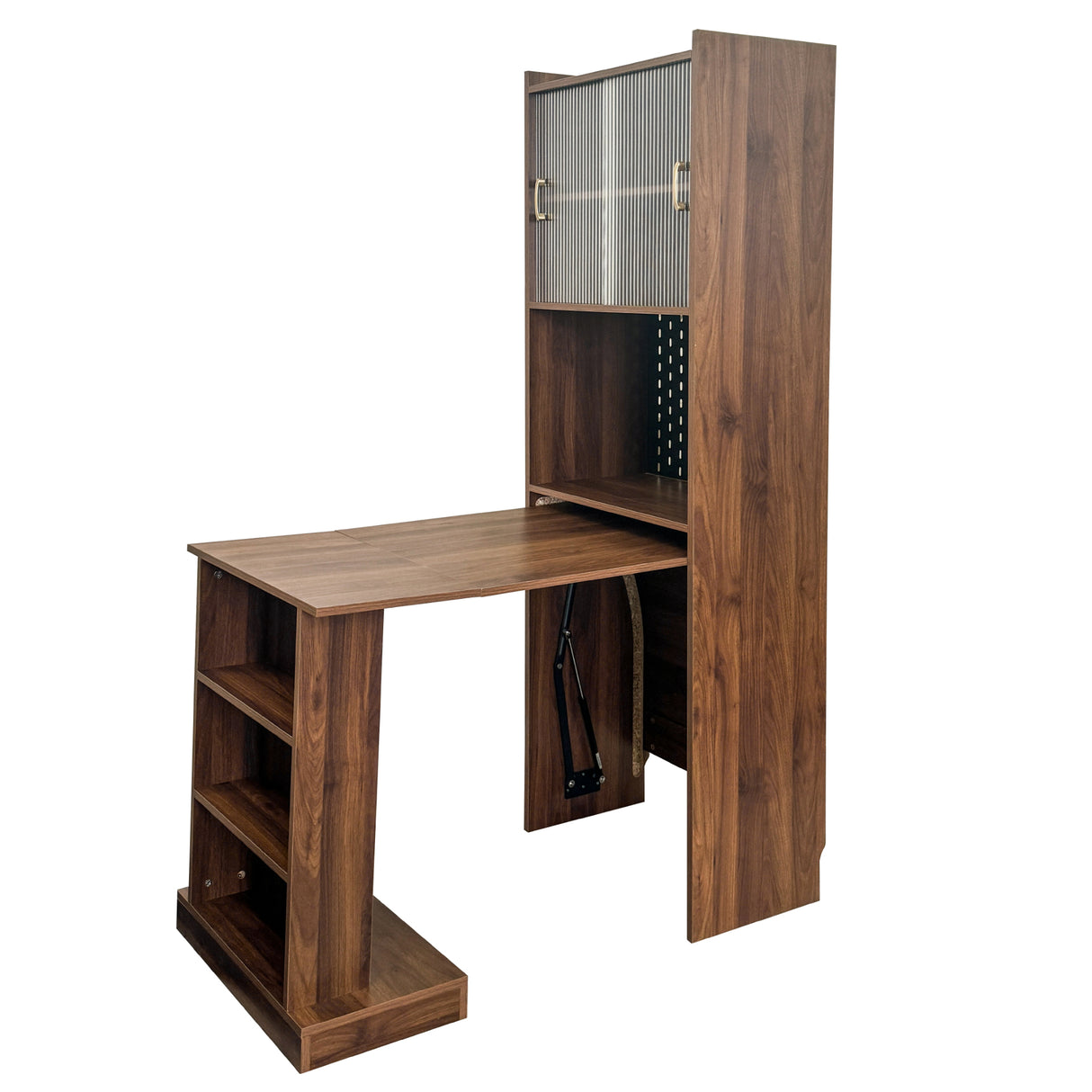13-36"W Foldable Computer Desk w/ Storage & Pegboard | Space-Saving