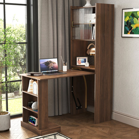 13-36"W Foldable Computer Desk w/ Storage & Pegboard | Space-Saving