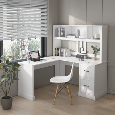 L-Shaped Computer Desk with Hutch for Office | Joysource