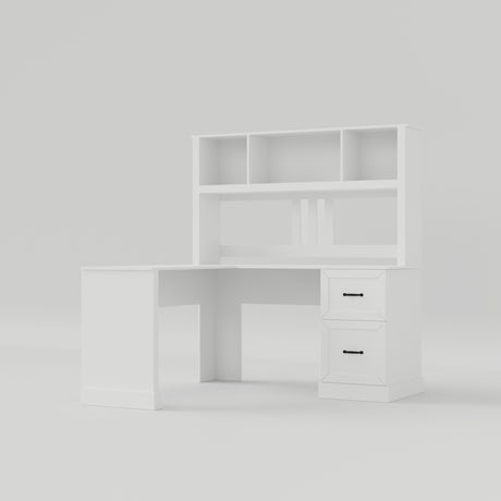 L-Shaped Desk with Hutch, Drawers & Storage for Office | Computer Desk