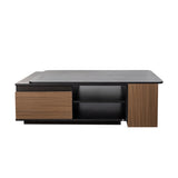 Modern Expandable Coffee Table with Storage Drawers & Open Shelves