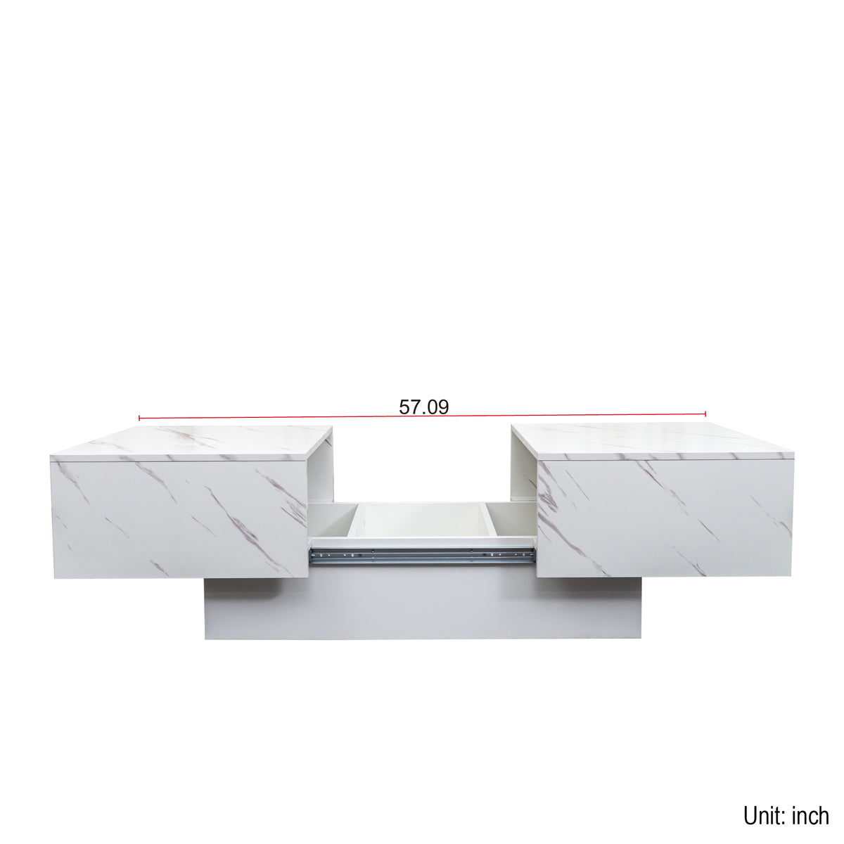 Modern Extendable Coffee Table w/ Hidden Storage & LED Base, White