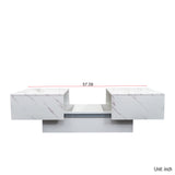 Modern Extendable Coffee Table w/ Hidden Storage & LED Base, White