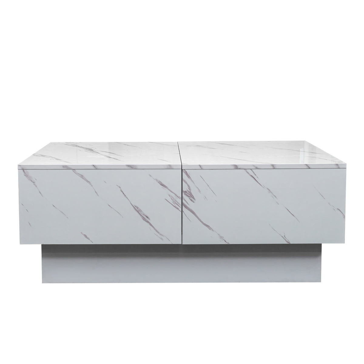 Modern Extendable Coffee Table w/ Hidden Storage & LED Base, White
