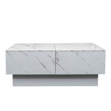 Modern Extendable Coffee Table w/ Hidden Storage & LED Base, White