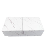 Modern Extendable Coffee Table w/ Hidden Storage & LED Base, White