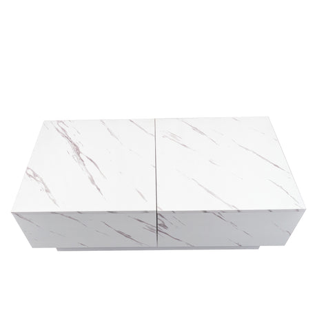 Modern Extendable Coffee Table w/ Hidden Storage & LED Base, White