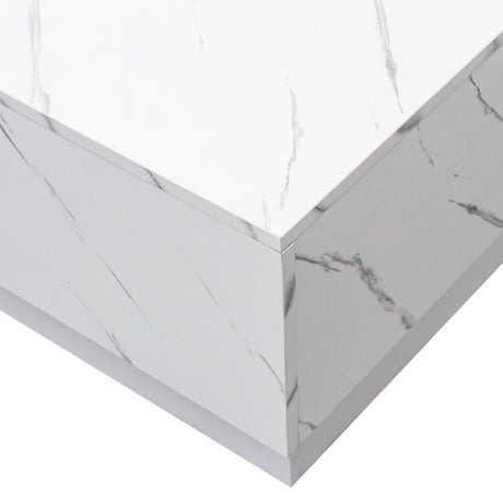 Modern Extendable Coffee Table w/ Hidden Storage & LED Base, White