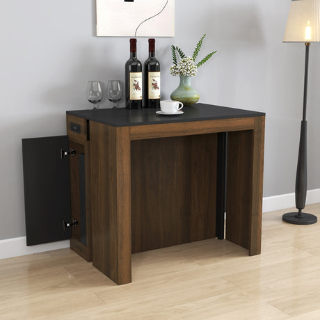 Modern Extendable Dining Table w/ Built-In Outlet & Storage for 2-12 People