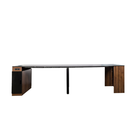 Modern Extendable Dining Table w/ Built-In Outlet & Storage for 2-12 People
