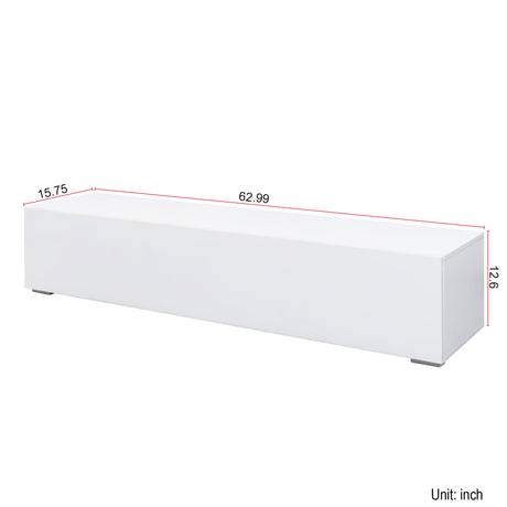 Modern TV Stand for TVs up to 59" with Hidden Storage | White Media Console