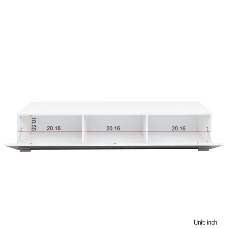 Modern TV Stand for TVs up to 59" with Hidden Storage | White Media Console