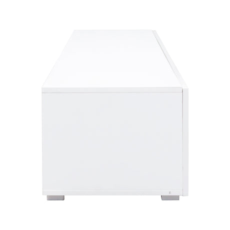 Modern TV Stand for TVs up to 59" with Hidden Storage | White Media Console
