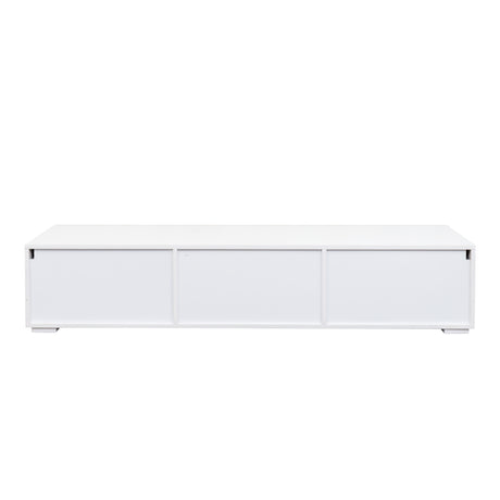 Modern TV Stand for TVs up to 59" with Hidden Storage | White Media Console