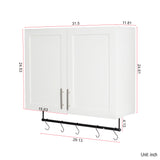 Modern Wall-Mounted Bathroom Cabinet with Hanging Rod, Hooks & Tissue Slot