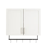 Modern Wall-Mounted Bathroom Cabinet with Hanging Rod, Hooks & Tissue Slot