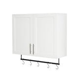 Modern Wall-Mounted Bathroom Cabinet with Hanging Rod, Hooks & Tissue Slot