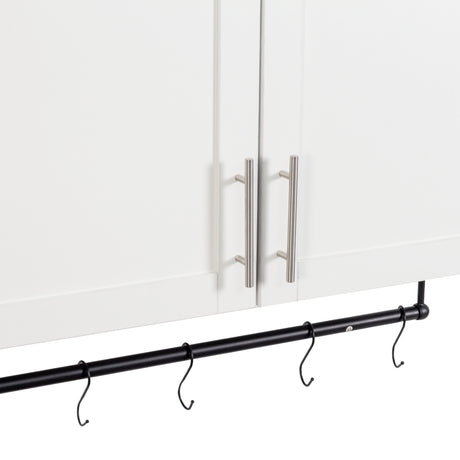 Modern Wall-Mounted Bathroom Cabinet with Hanging Rod, Hooks & Tissue Slot