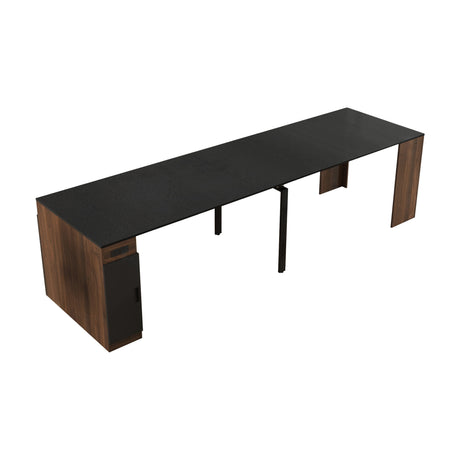 Modern Extendable Dining Table w/ Built-In Outlet & Storage for 2-12 People