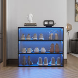 Glass Door Shoe Cabinet with RGB Led Light | 3 Tiers Shoe Box