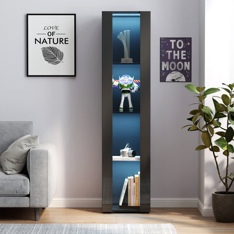 Narrow Storage Cabinet with Aluminum Strip Lamp | Display Cabinet