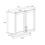 32" White Bathroom Wall Cabinet with Hanging Rod, 5 Hooks & Tissue Slot