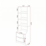 Tall Narrow Nightstand & 4-Tier Bookshelf Tower with 2 Drawers
